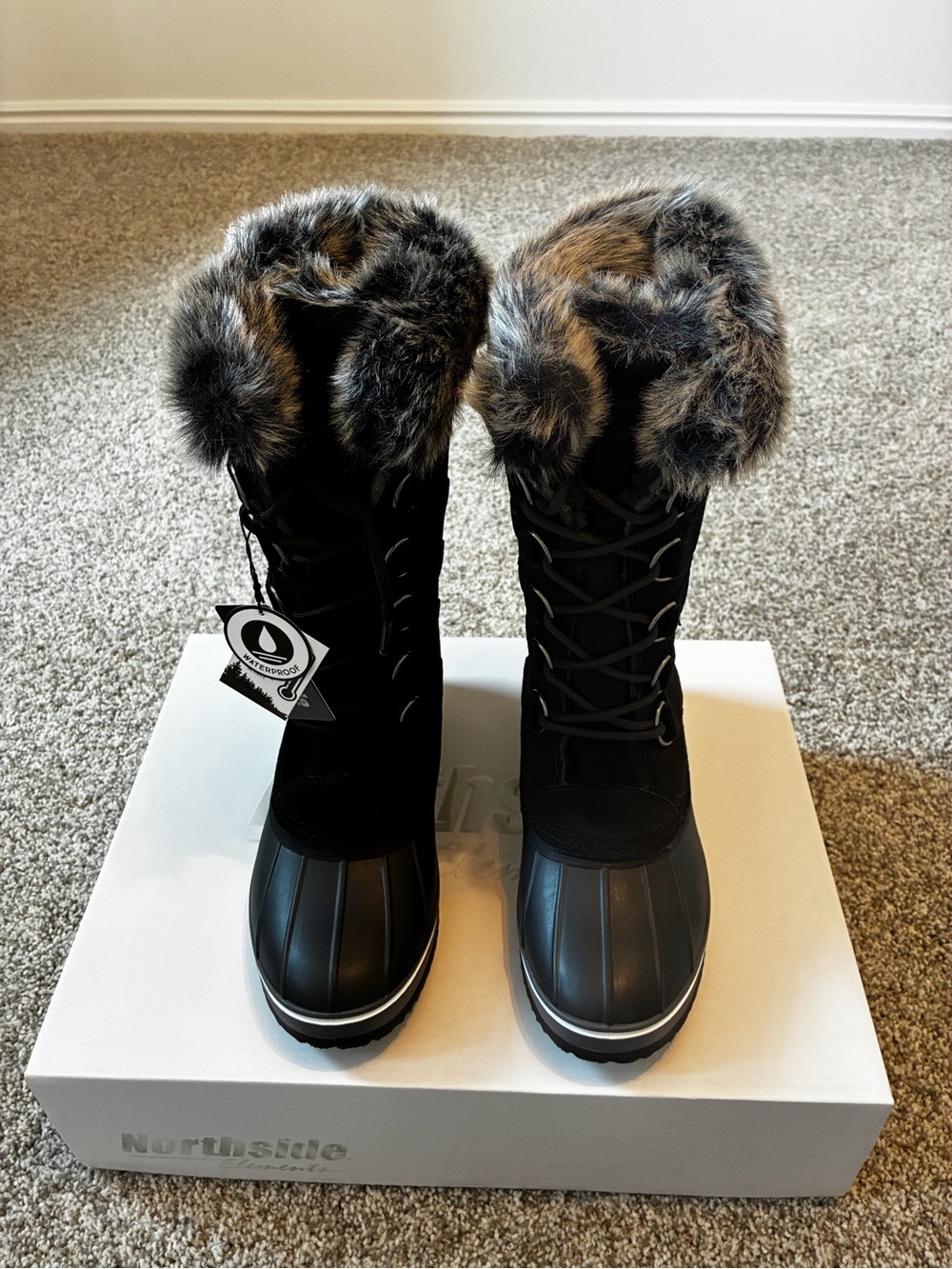Northside Katsura II Polar Waterproof Snow Boots with Faux Fur Cuff Black